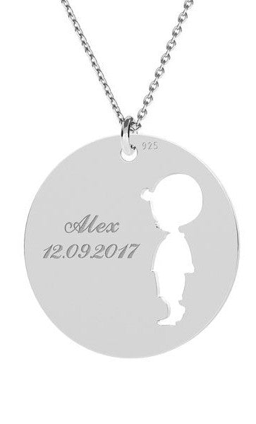 Médaillon personnalisé silhouette enfant-Mon Bijou Lacté