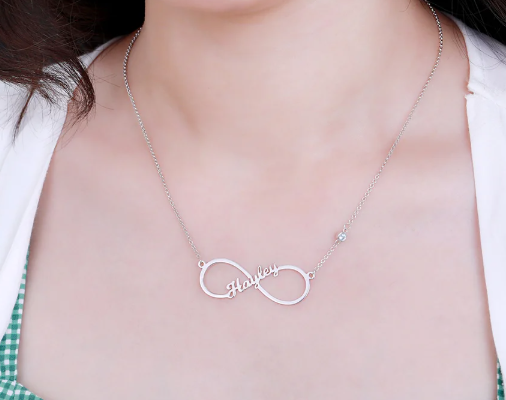 Collier Infinity Prénoms et pierres de naissance