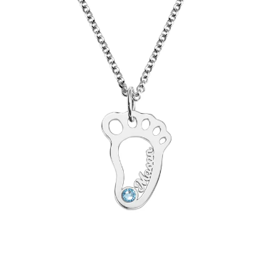 Collier Sanaa – Empreintes de Bébé Personnalisées avec Pierres de Naissance