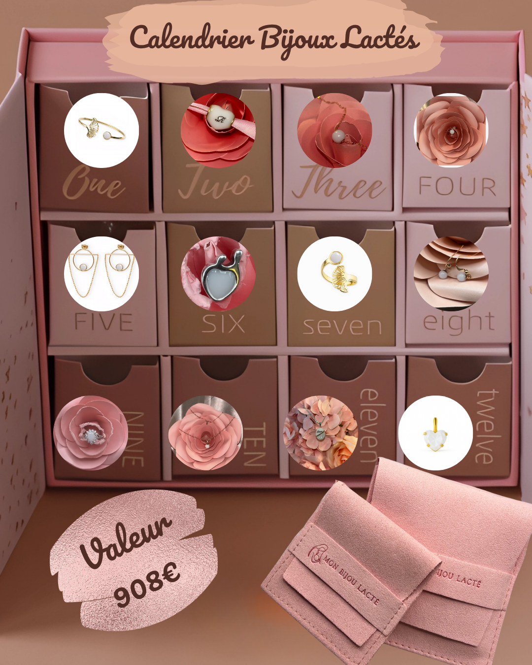 Calendrier de l’avent bijoux lactés - édition limitée | 12 Bijoux Personnalisés au Lait Maternel