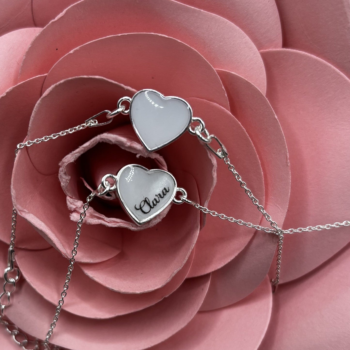 Bracelet cœur lacté option duo — duo mère/fille / argent 925 rhodié - Mon Bijou Lacté