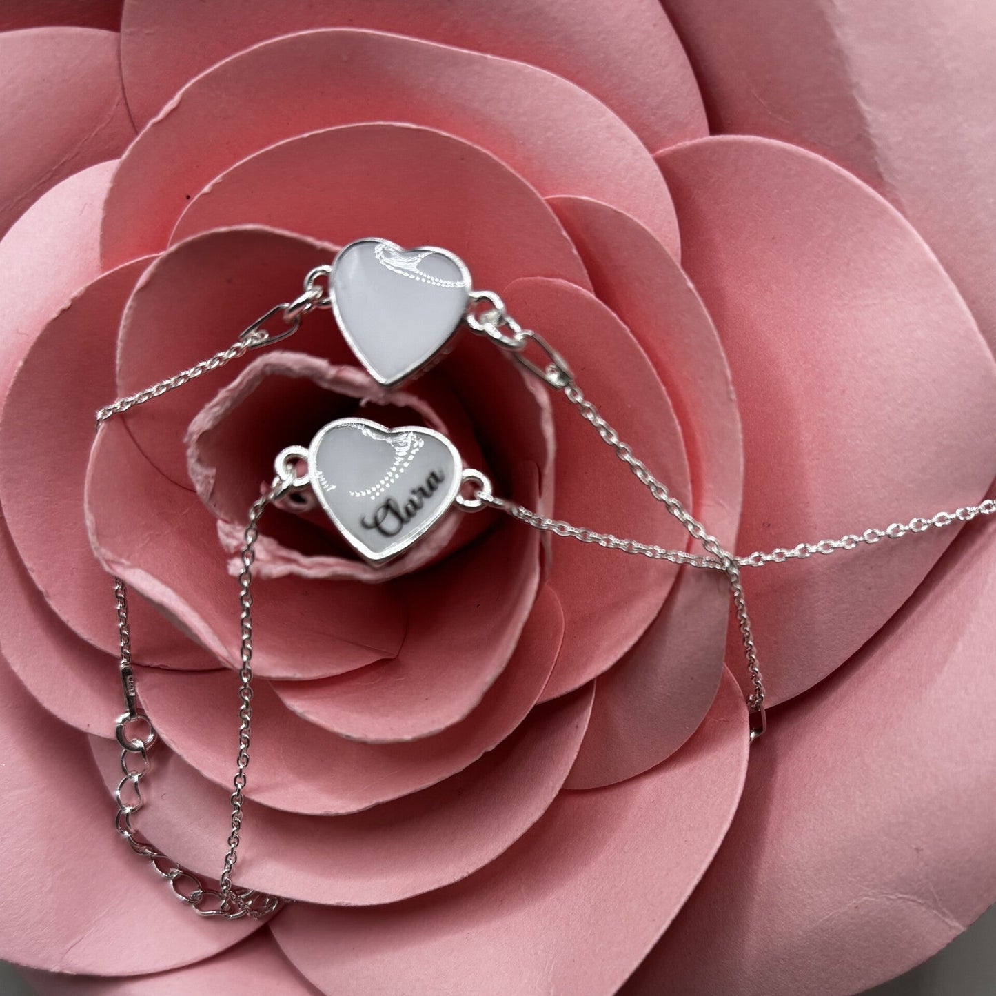 Bracelet cœur lacté option duo — duo mère/fille / argent 925 rhodié - Mon Bijou Lacté