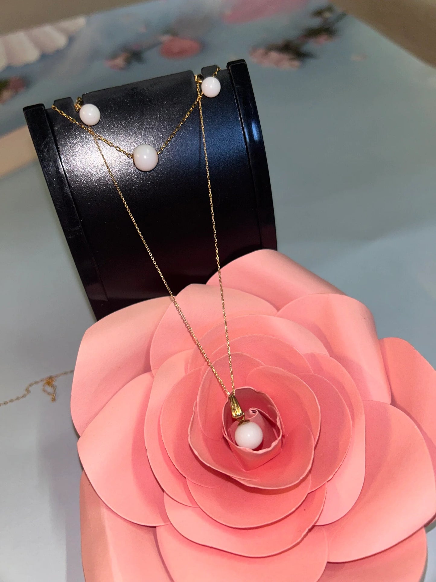 Parure perle de lait 3 pièces (collier+boucles d’oreilles+bracelet)-Mon Bijou Lacté