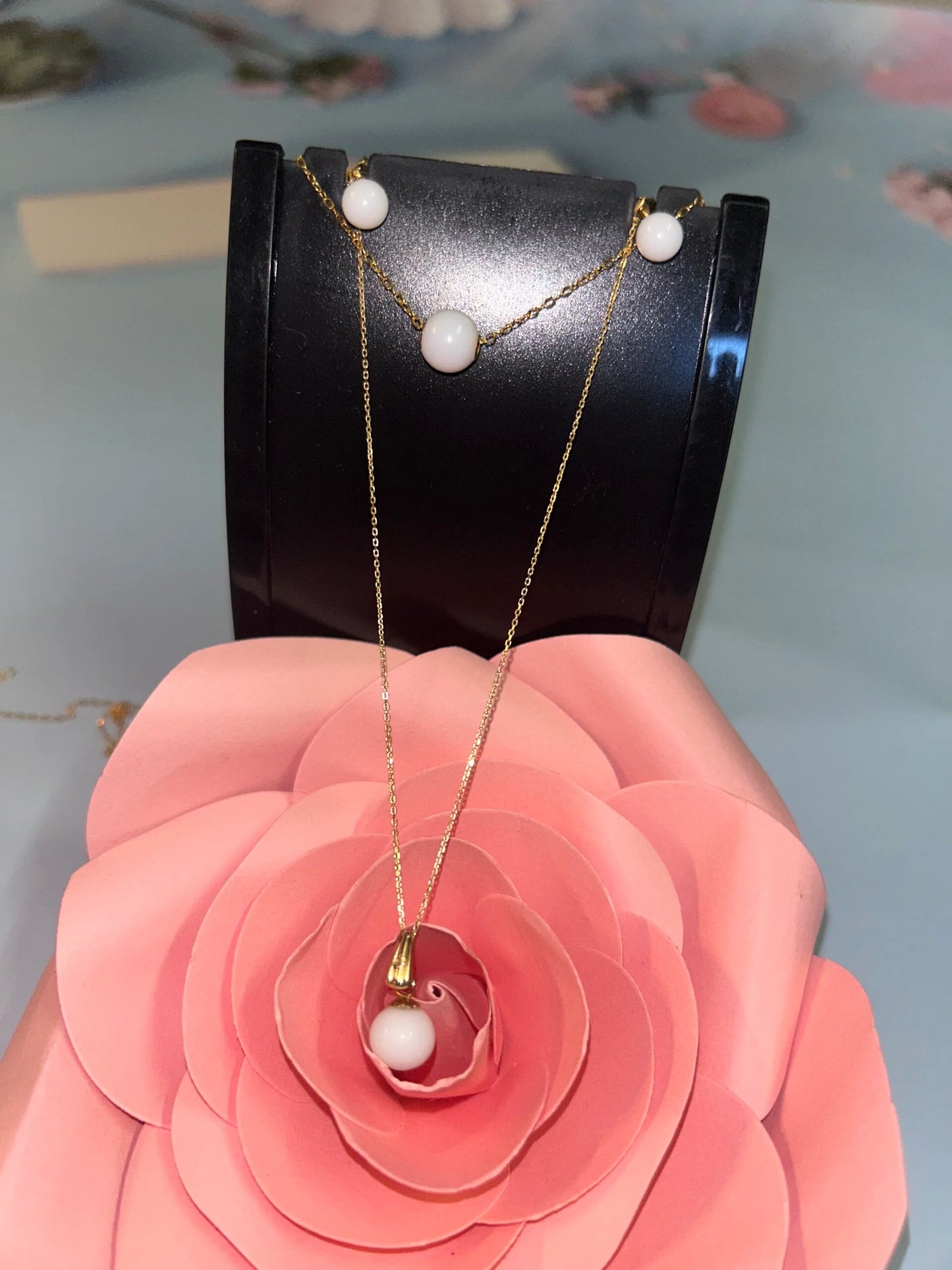 Parure perle de lait 3 pièces (collier+boucles d’oreilles+bracelet)-Mon Bijou Lacté