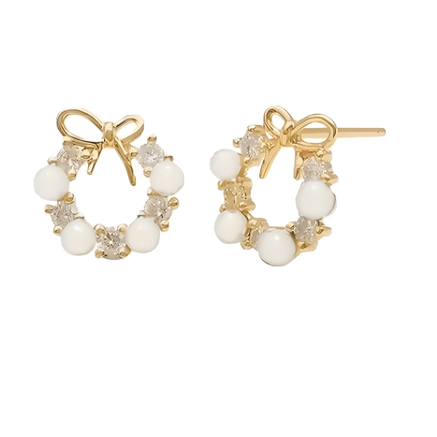 Boucles d'Oreilles Harmonie en Or 14 Carats, Zircons et Perle de Lait Maternel - Mon Bijou Lacté