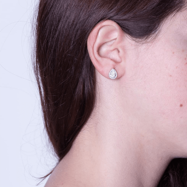Boucles d'oreilles Acacia en or blanc 18 carats-Mon Bijou Lacté