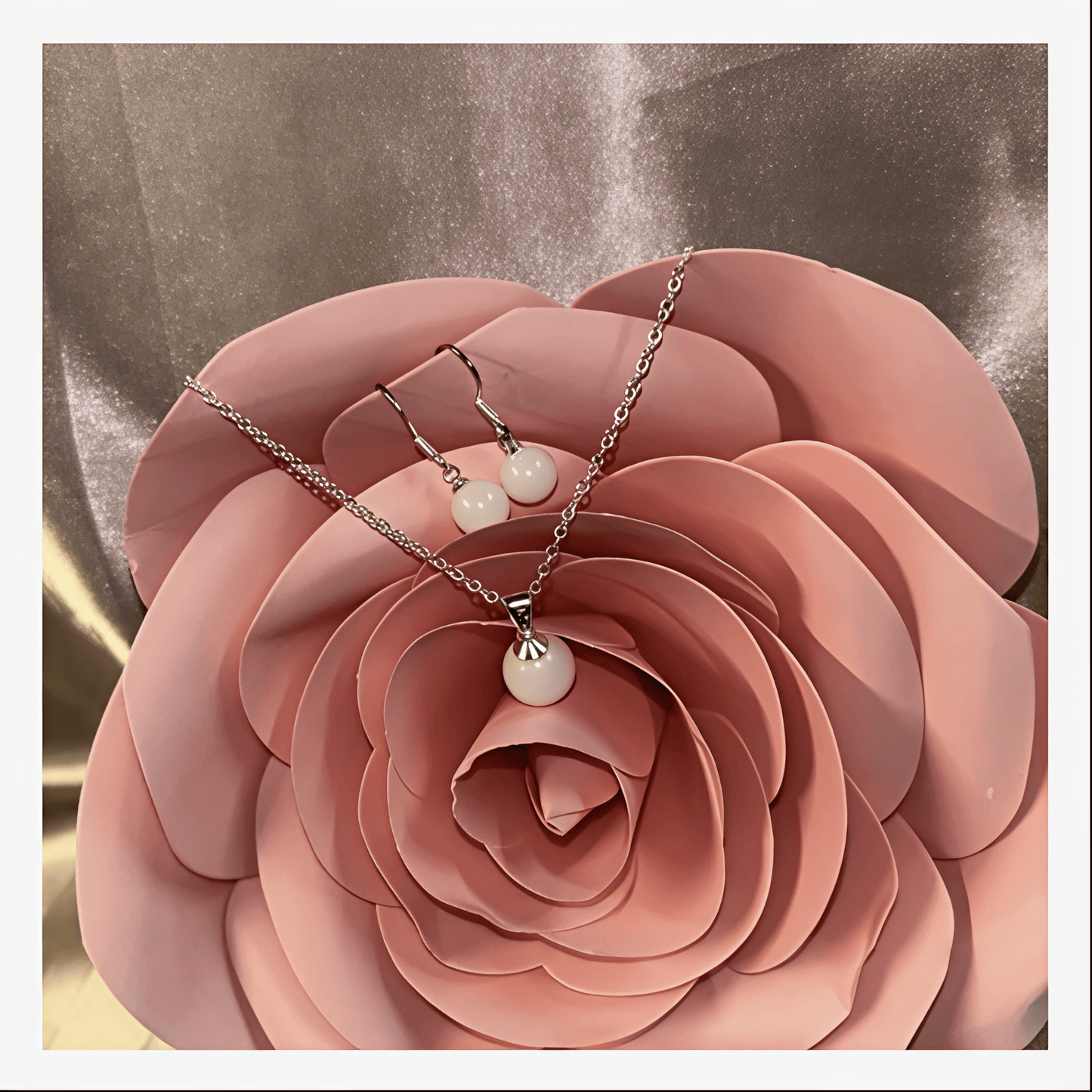 Parure perle de lait 2 pièces (collier + boucles d'oreilles)-Mon Bijou Lacté