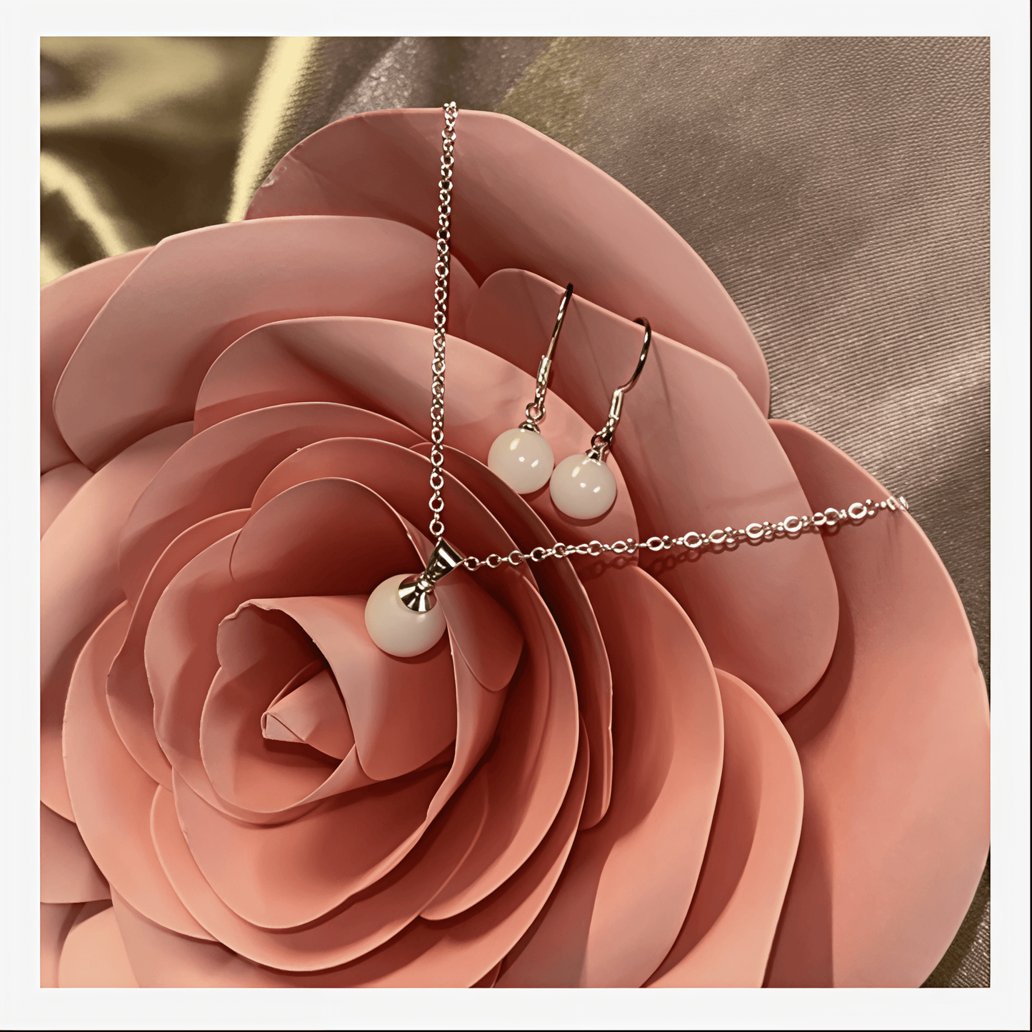 Parure perle de lait 2 pièces (collier + boucles d'oreilles)-Mon Bijou Lacté