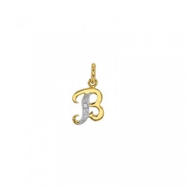 Pendentif initiale bicolore sertie d'un diamant 0,01ct , Or 750/1000 - Mon Bijou Lacté