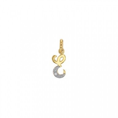 Pendentif initiale bicolore sertie d'un diamant 0,01ct , Or 750/1000 - Mon Bijou Lacté