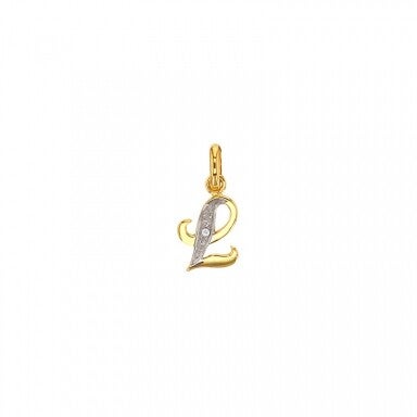 Pendentif initiale bicolore sertie d'un diamant 0,01ct , Or 750/1000 - Mon Bijou Lacté