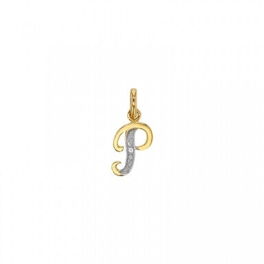 Pendentif initiale bicolore sertie d'un diamant 0,01ct , Or 750/1000 - Mon Bijou Lacté
