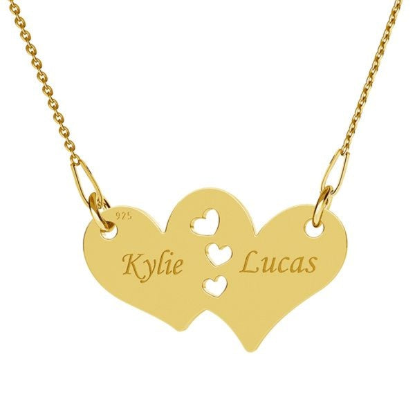 Collier Double Cœur Personnalisé – Gravure Prénoms-Mon Bijou Lacté