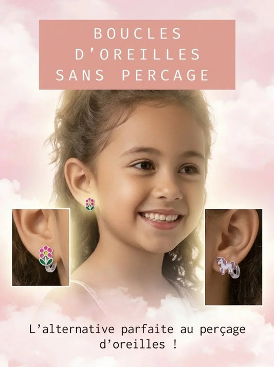 boucles d'oreilles sans percage, Boucles d'oreilles clip enfant,Boucles d'oreilles sans perçage fille, Lot boucles d'oreilles clips enfant, Bijoux sans perçage pour enfants, Clips d'oreilles fantaisie petite fille, Boucles d'oreilles sans perçage