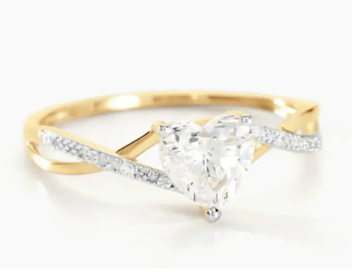 Bague Muguet en or 9 carats avec diamant et cœur de lait maternel – Bijoux au lait maternel artisanal Mon Bijou Lacté
