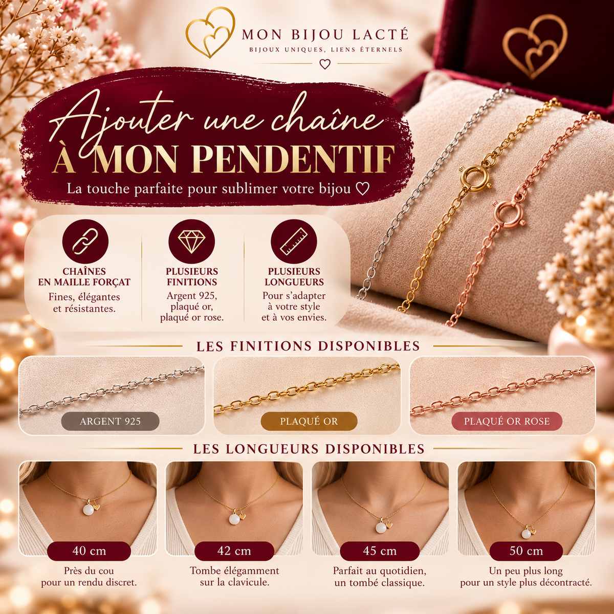 Ajouter une chaîne à mon pendentif – Mon Bijou Lacté – Bijoux au lait maternel artisanal Mon Bijou Lacté
