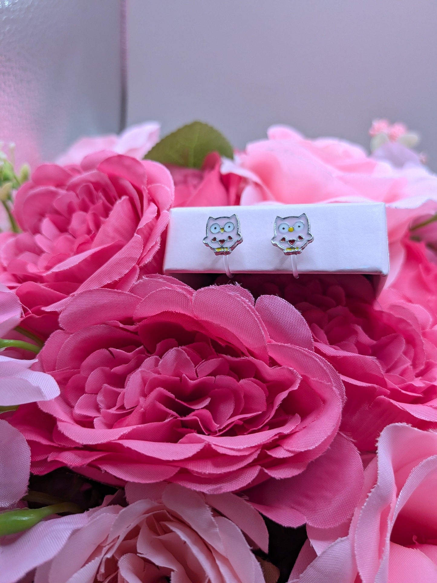 Boucles d'Oreilles Hibou – Spécial "Petites Oreilles Non Percées" – Bijoux au lait maternel artisanal Mon Bijou Lacté
