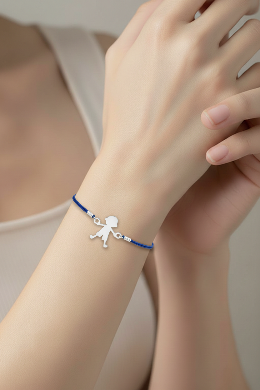 Bracelet personnalisé Silhouette Fille ou Garçon – Argent 925 – Bijoux au lait maternel artisanal Mon Bijou Lacté

