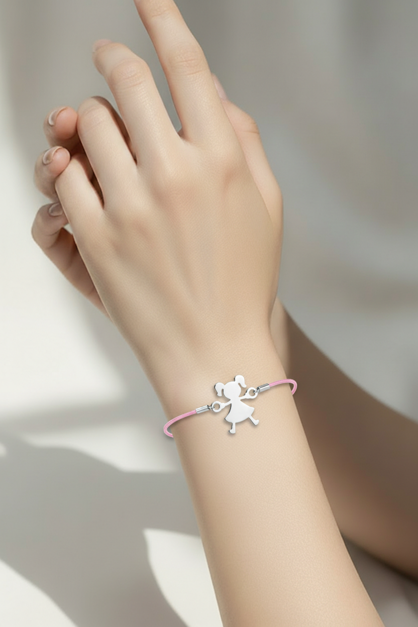 Bracelet personnalisé Silhouette Fille ou Garçon – Argent 925 – Bijoux au lait maternel artisanal Mon Bijou Lacté

