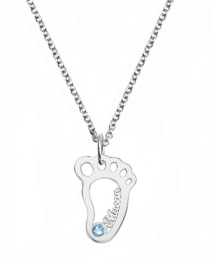 Collier personnalisé Sanaa – Empreintes de Bébé Personnalisées avec Pierres de Naissance