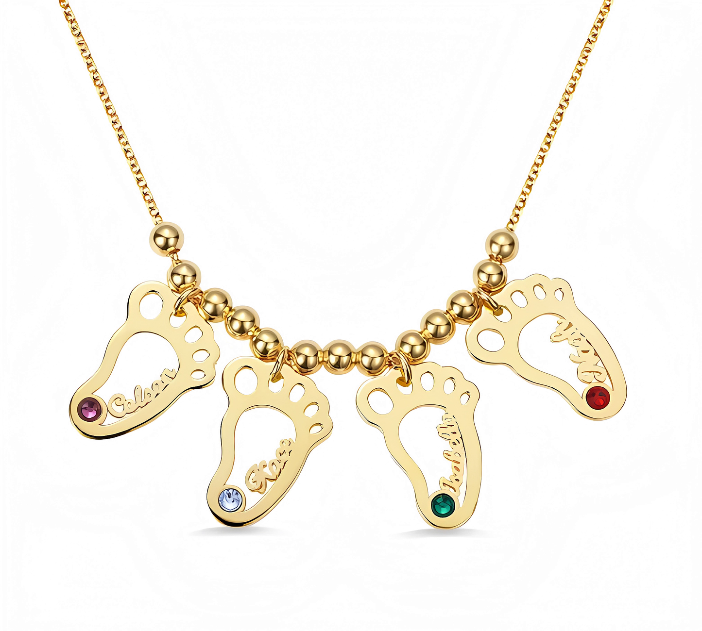 Collier personnalisé Sanaa – Empreintes de Bébé Personnalisées avec Pierres de Naissance – Bijoux au lait maternel artisanal Mon Bijou Lacté
