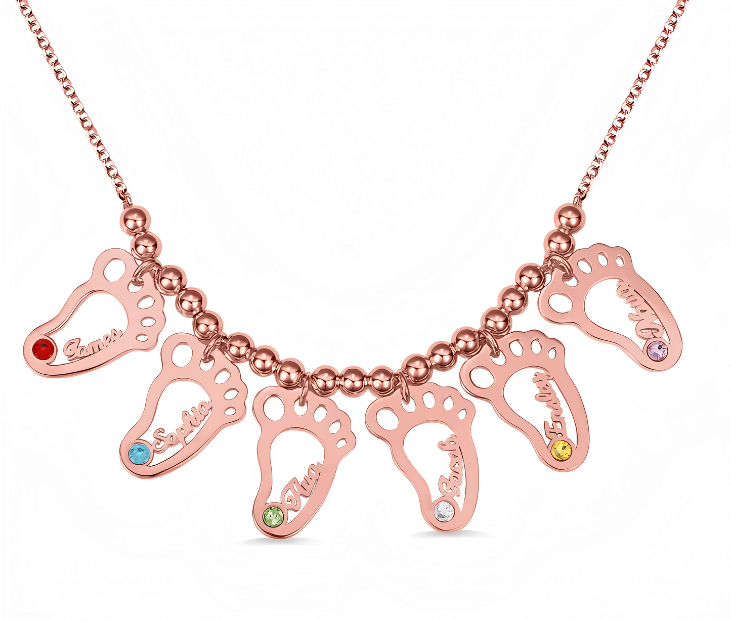 Collier personnalisé Sanaa – Empreintes de Bébé Personnalisées avec Pierres de Naissance – Bijoux au lait maternel artisanal Mon Bijou Lacté
