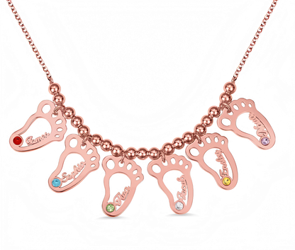 Collier personnalisé Sanaa – Empreintes de Bébé Personnalisées avec Pierres de Naissance