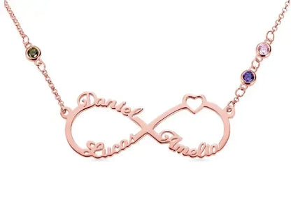 Collier Infinity Prénoms et pierres de naissance bijou lait maternel Mon Bijou Lacté