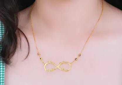 Collier Infinity Prénoms et pierres de naissance bijou lait maternel Mon Bijou Lacté