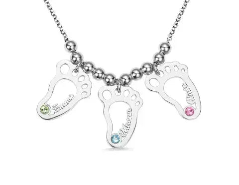 Collier Sanaa – Empreintes de Bébé Personnalisées avec Pierres de Naissance bijou lait maternel Mon Bijou Lacté