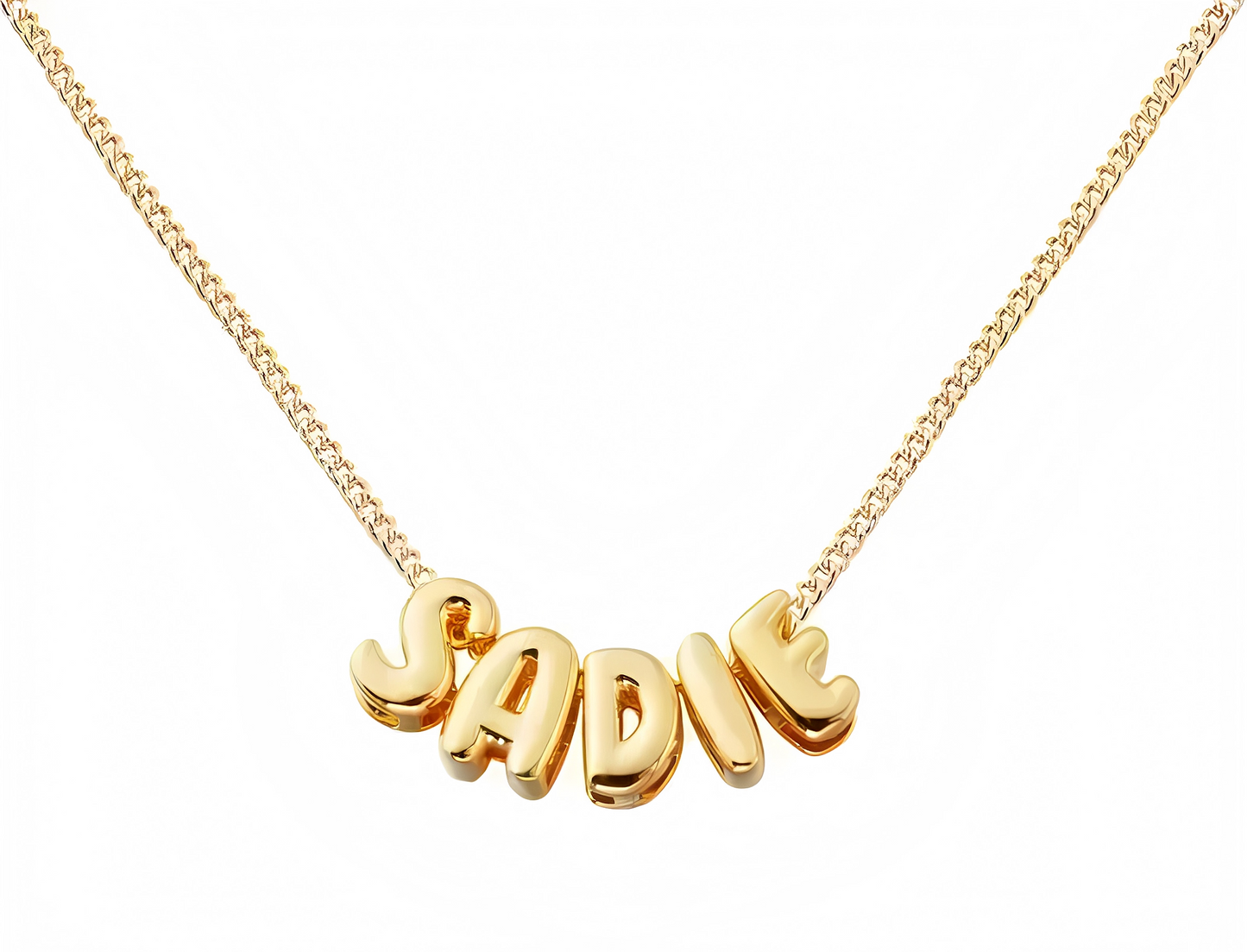 Collier personnalisé Sadie – Initiales en forme de ballon – Bijoux au lait maternel artisanal Mon Bijou Lacté
