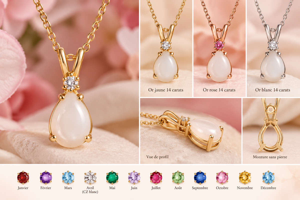 Collier Bennie au lait maternel – Pierre de naissance – Bijoux au lait maternel artisanal Mon Bijou Lacté
