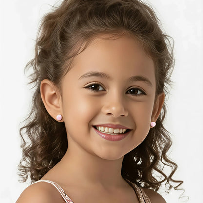 Boucles d'Oreilles Perle Rose – Spécial "Petites Oreilles Non Percées"