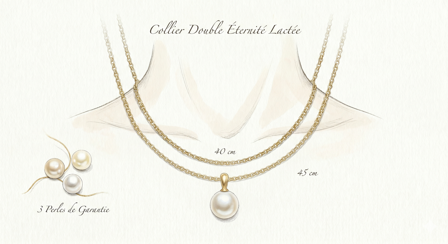 collier double perle de lait 9 carat pour Lou – Bijoux au lait maternel artisanal Mon Bijou Lacté
