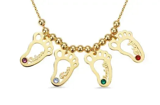 Collier Sanaa – Empreintes de Bébé Personnalisées avec Pierres de Naissance – Bijoux au lait maternel artisanal Mon Bijou Lacté
