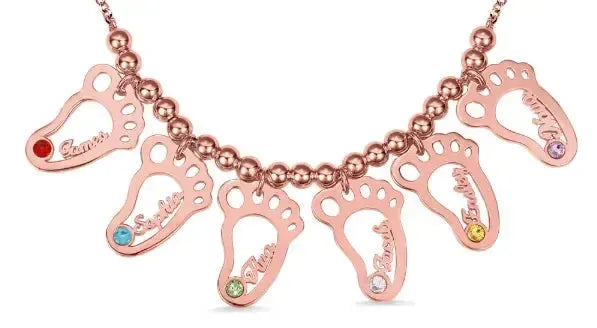 Collier Sanaa – Empreintes de Bébé Personnalisées avec Pierres de Naissance – Bijoux au lait maternel artisanal Mon Bijou Lacté
