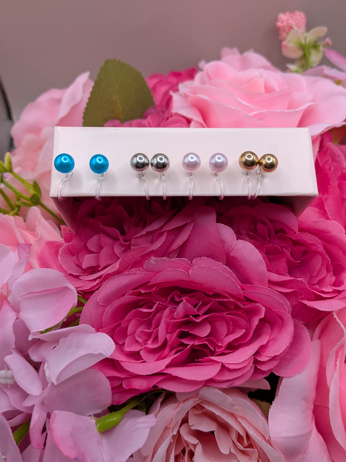 Lot de 4 Paires de Boucles d'Oreilles perle – Sans Perçage – Bijoux au lait maternel artisanal Mon Bijou Lacté
