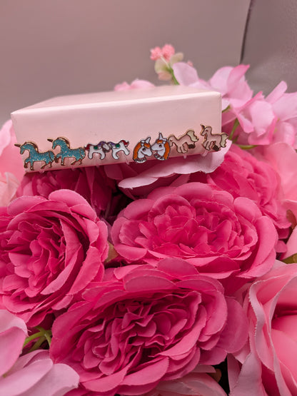 Lot de 4 Paires de Boucles d'Oreilles Licorne – Sans Perçage