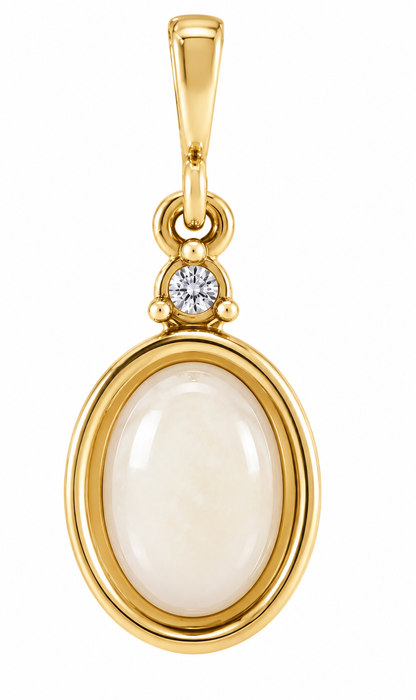 Pendentif Léana au lait maternel – Cabochon ovale et pierre de naissance personnalisable