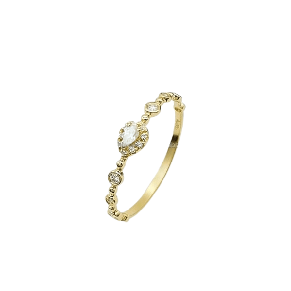 Bague Suzanne en Or 14 Carats, Zircon Cubique et diamant lacté - Mon Bijou Lacté