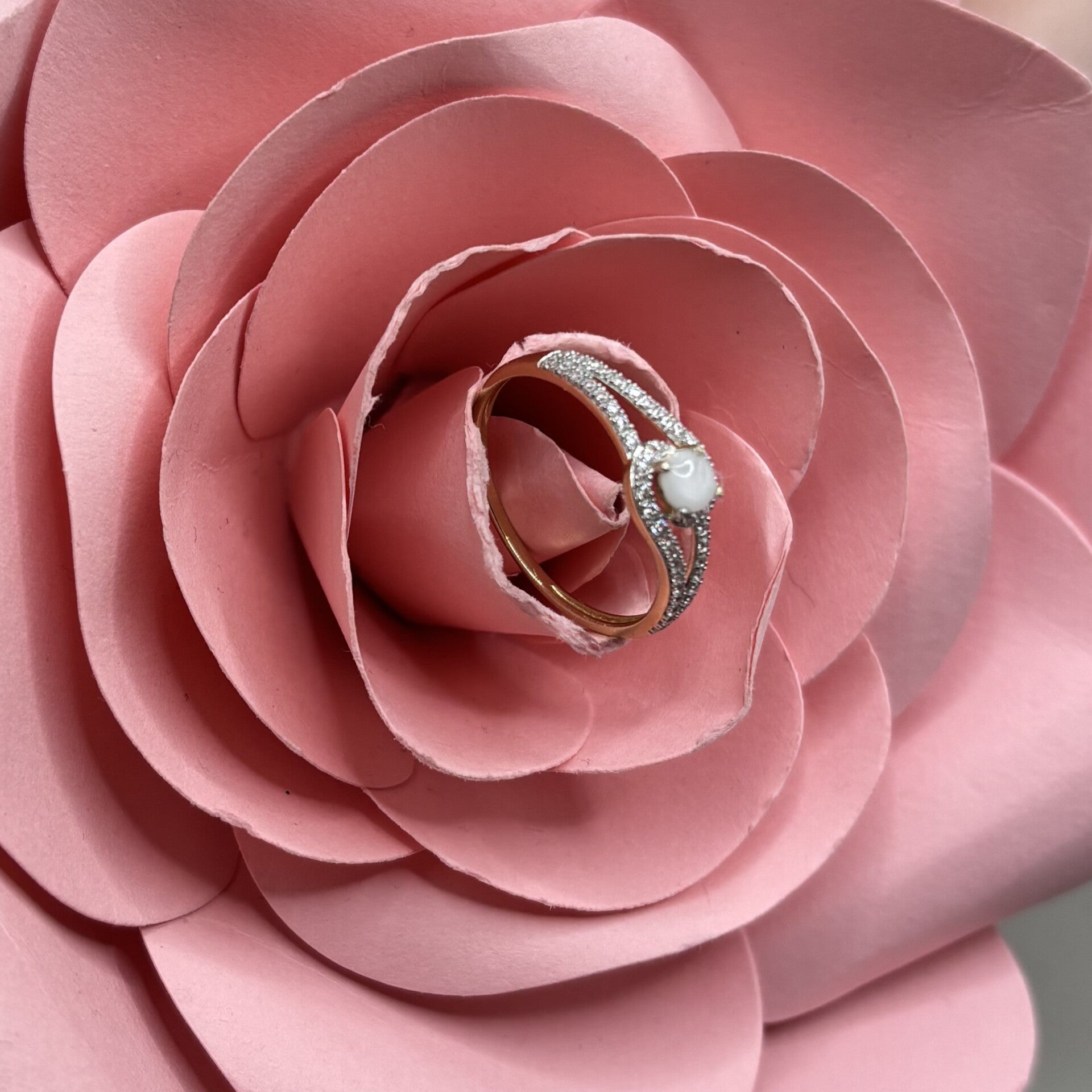 Bague Kheira en Or 9 Carats avec Diamant au Lait Maternel - Mon Bijou Lacté