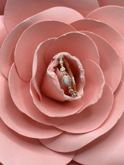 Bague Suzanne en Or 14 Carats, Zircon Cubique et diamant lacté