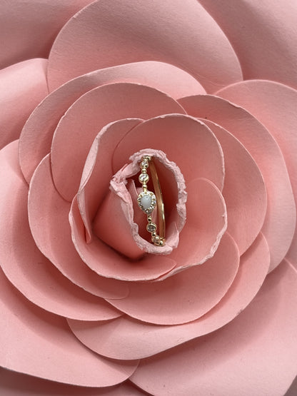 Bague Suzanne en Or 14 Carats, Zircon Cubique et diamant lacté