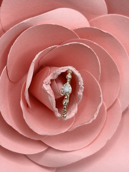 Bague Suzanne en Or 14 Carats, Zircon Cubique et diamant lacté