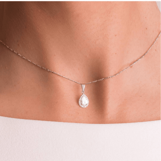Collier Acacia en or blanc 18 carats et diamant au lait maternel