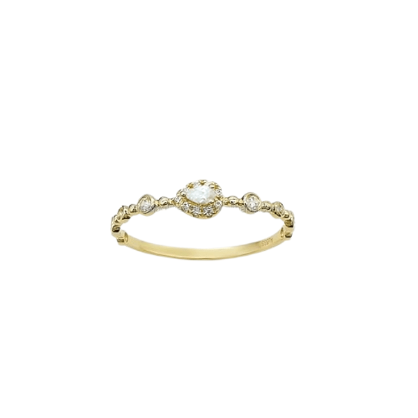 Bague Suzanne en Or 14 Carats, Zircon Cubique et diamant lacté - Mon Bijou Lacté