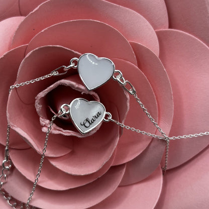 Bracelet cœur lacté option duo — duo mère/fille / argent 925 rhodié - Mon Bijou Lacté