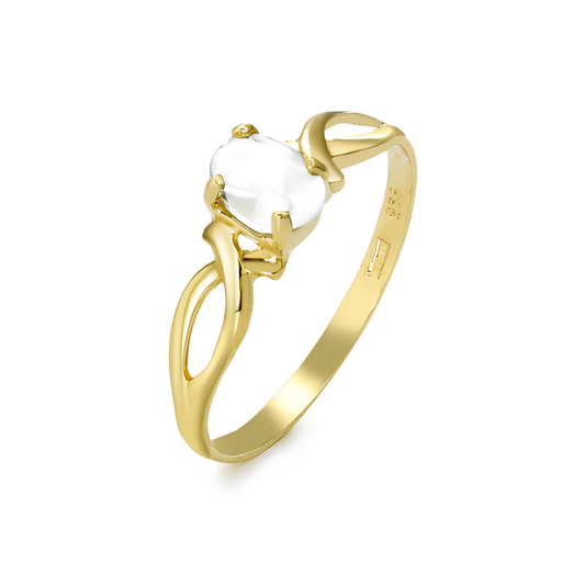 Bague Inaya en Or 14K avec Pierre au lait maternel Ovale