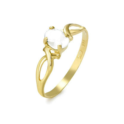 Bague Inaya en Or 14K avec Pierre au lait maternel Ovale bijou lait maternel Mon Bijou Lacté