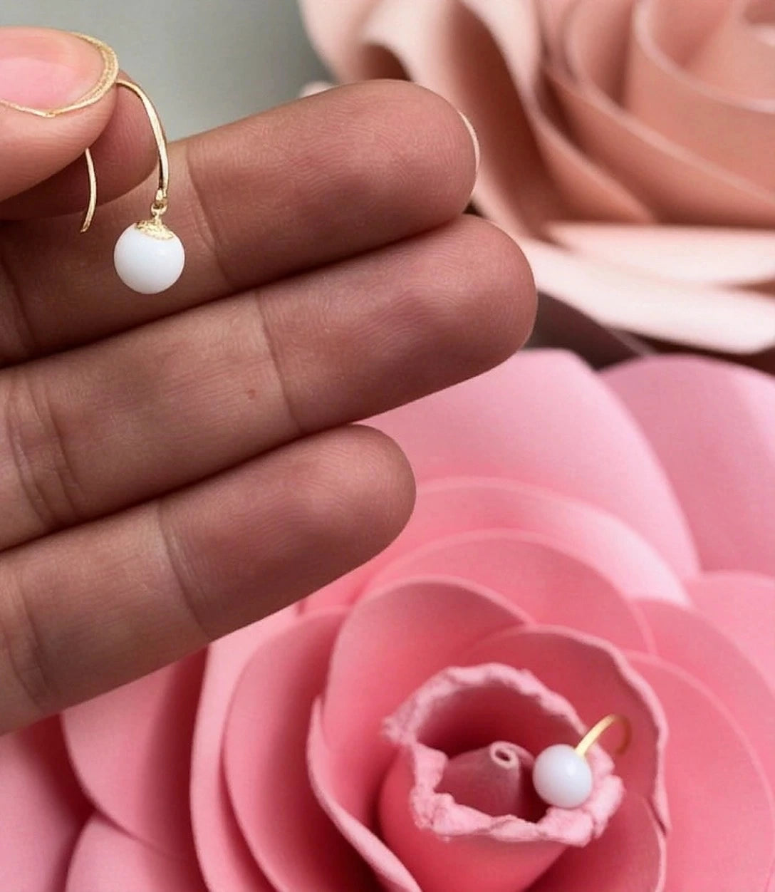 Boucles d'Oreilles Romy en Or 18 Carats et Perle de Lait Maternel bijou lait maternel Mon Bijou Lacté